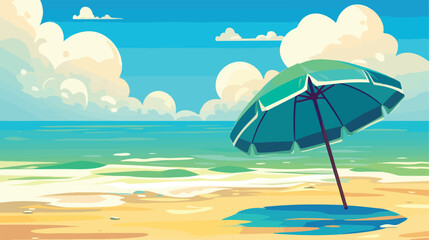 Fototapeta na wymiar Umbrella beach isolated icon 2d flat cartoon vactor