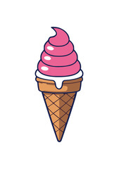 Ice Cream Cone Cartoon Vector Icon Illustration. Sweet Food Icon Concept Isolated Premium Vector. Flat Cartoon Style
