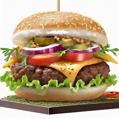 Illustration of hamburger on white background