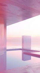 Surreal pastel sunset at minimalist terrace