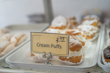Cream Puffs Display Bakery