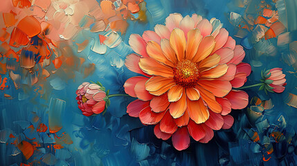 Oil painting of flowers Abstract art background