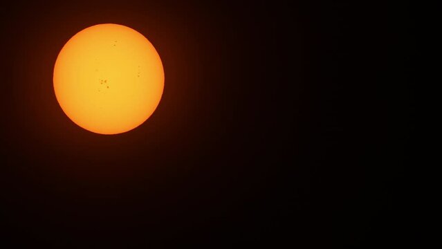 Close up Shot of Sunspots on the Surface of the Sun. Strong magnetic fields on the surface of the sun Solar flares and coronal mass ejections, CME. Apocalyptic, doomsday end. Real time actual footage.