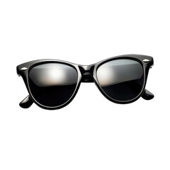 A pair of stylish Black Sunglasses stands out against a crisp transparent background isolated on transparent background