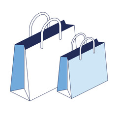 Shopping bags. Vector 3d line isometric, color web icons, new flat style. Creative design idea for infographics.