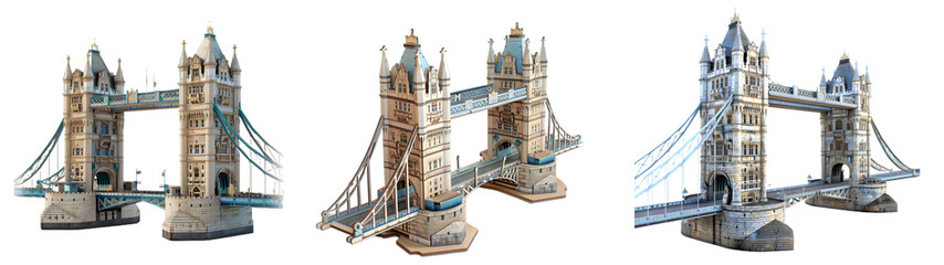 Fototapeta na wymiar Iconic Landmark Building like London Bridge isolated on a white background, png