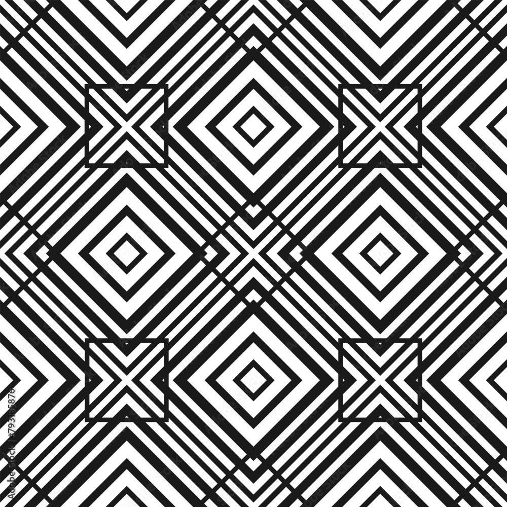 Poster seamless pattern with hypnotic squares and diamonds. diagonal orientation. graphic design. vector il