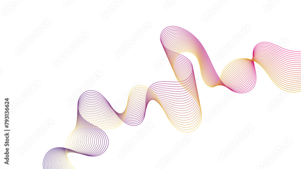 Wall mural Dynamic gradient colorful flowing wave design element. Abstract wavy lines gradient vector line blend element. Technology background element.
