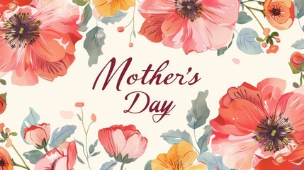 Illustration of a holiday card with flowers for Mother's Day