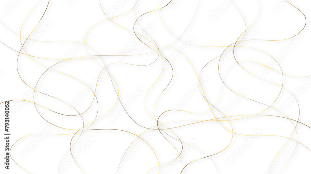 Poster golden gradient color random pattern line stroke on a transparent background. decorative golden patt