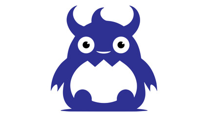 purple cartoon monster sitting, vector illustration