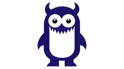 happy cartoon purple monster smiling