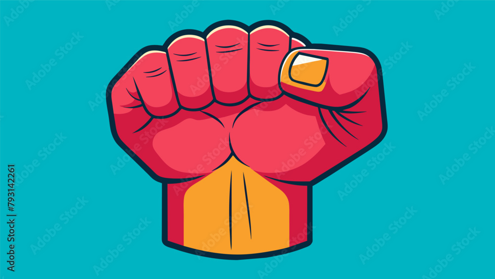 Poster with fists clenched the flexor and extensor muscles of the hand are put to the test delivering stron