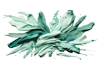 Emerald and mint green paint stroke on solid white background, generative AI