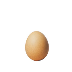 A chicken egg stands alone against a transparent background