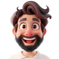 3d portraits of happy people on a white background. Cartoon characters boy and man, vector illustration
