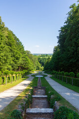 Historical park with garden and cascade at Hermitage (Eremitage) Museum in Bayreuth, Bavaria,...