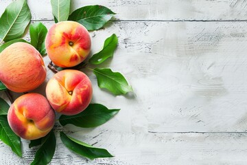Fresh and ripe peach fruit banner with copy space for website or design projects