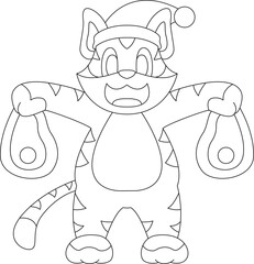 Tiger Christmas Meat Animal Vector Graphic Art Illustration
