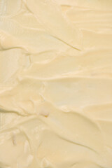 White whipped cream texture. Top view.
