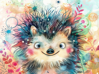 Whimsical abstract hedgehog