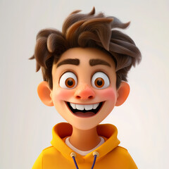 3d portraits of happy people on a white background. Cartoon characters boy and man, vector illustration