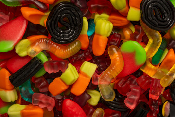 Assorted colorful gummy candies. Jelly  sweets.