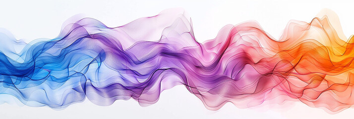 colorful wavy and transparent silk finish smoke in white background with clean look - obrazy, fototapety, plakaty