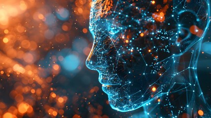  brain connected to the motherboard, abstract future technology concept illustration