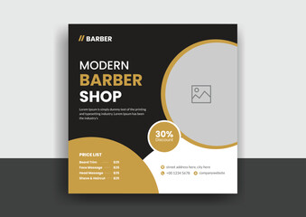 Barber shop hair salon social media post template. beauty spa business web banner design