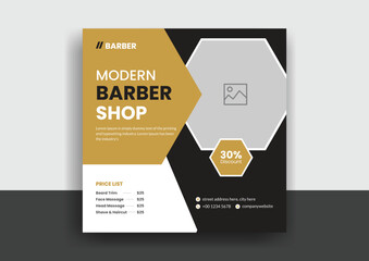 Barber shop hair salon social media post template. beauty spa business web banner design