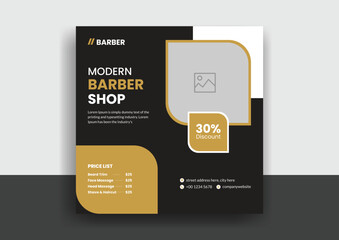 Barber shop hair salon social media post template. beauty spa business web banner design