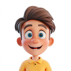 Obraz premium 3d portraits of happy people on a white background. Cartoon characters boy and man, vector illustration