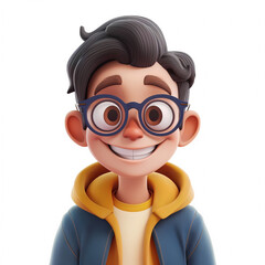 Fototapeta premium 3d portraits of happy people on a white background. Cartoon characters boy and man, vector illustration