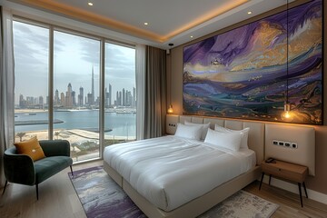 High quality photograph of the interior of an ocean view room