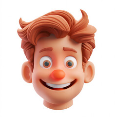 Fototapeta premium 3d portraits of happy people on a white background. Cartoon characters boy and man, vector illustration