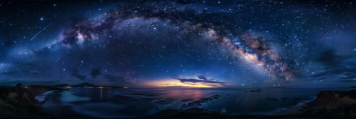 Starry Night Spectacle A Degree Panoramic View of a Vibrant Cosmos