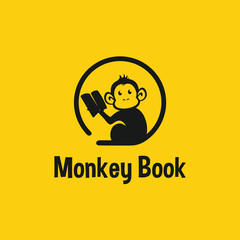 Monkey Book Logo Template. Vector Illustrator
