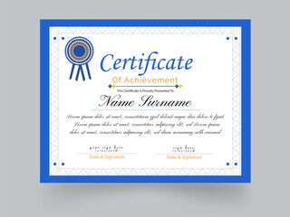 Modern Certificate Template Vector Design.