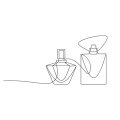 Hand drawn perfume bottle vector. One line continuous drawing. Linear silhouette, minimal icon, beauty fashion print, banner, card, wall art poster, brochure, doodle illustration, fragrance, spray