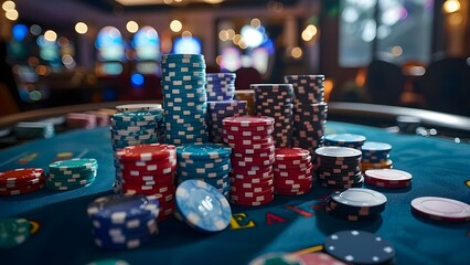 Description Online casino club offering Texas poker Las Vegasstyle gambling on various devices. Concept Online Casino, Texas Poker, Las Vegas Style, Gambling Devices, Club - obrazy, fototapety, plakaty