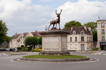 The Bronze statue of a deer in Senlis