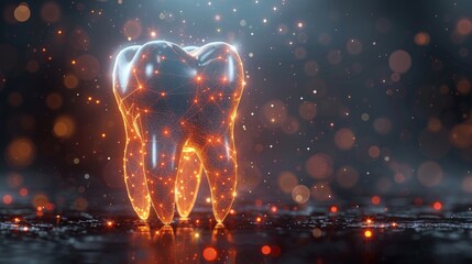Dental dental healthy tooth 3D. Medicine model low poly. Doctor online concept. Medical consultation app. Web dentistry dentist dentist stomatologist modern technology modern illustration. - obrazy, fototapety, plakaty