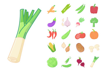 Vegetables color icons set