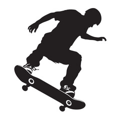 Vector silhouette of an extreme skateboarding sports person. Flat cutout icon