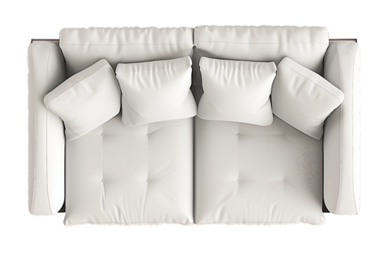White Modern Sofa. Floorplan Top View. Interior Design Mock-up. Ai Generative