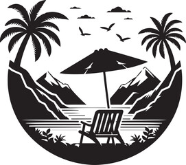 Outdoor at leisure Going to the beach, silhouette vector style and white background 