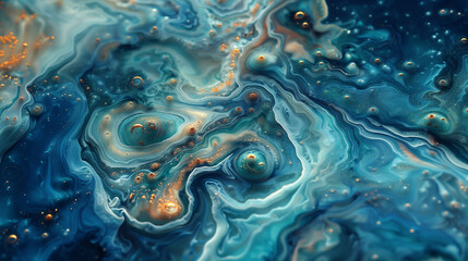 Fototapeta na wymiar Space Abstract Fractal Teal and Orange Cosmic Waves wallpaper design