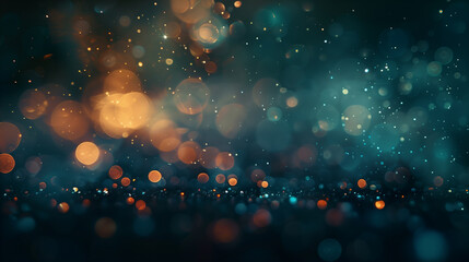 Graphical Design of Orange and Teal Particles Raining Down
