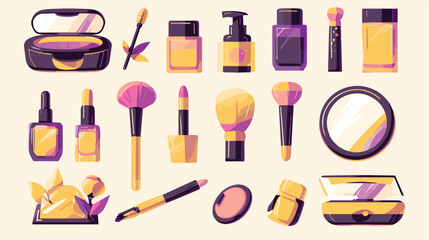 Vector Beauty and cosmetics flat line icons set. Mo